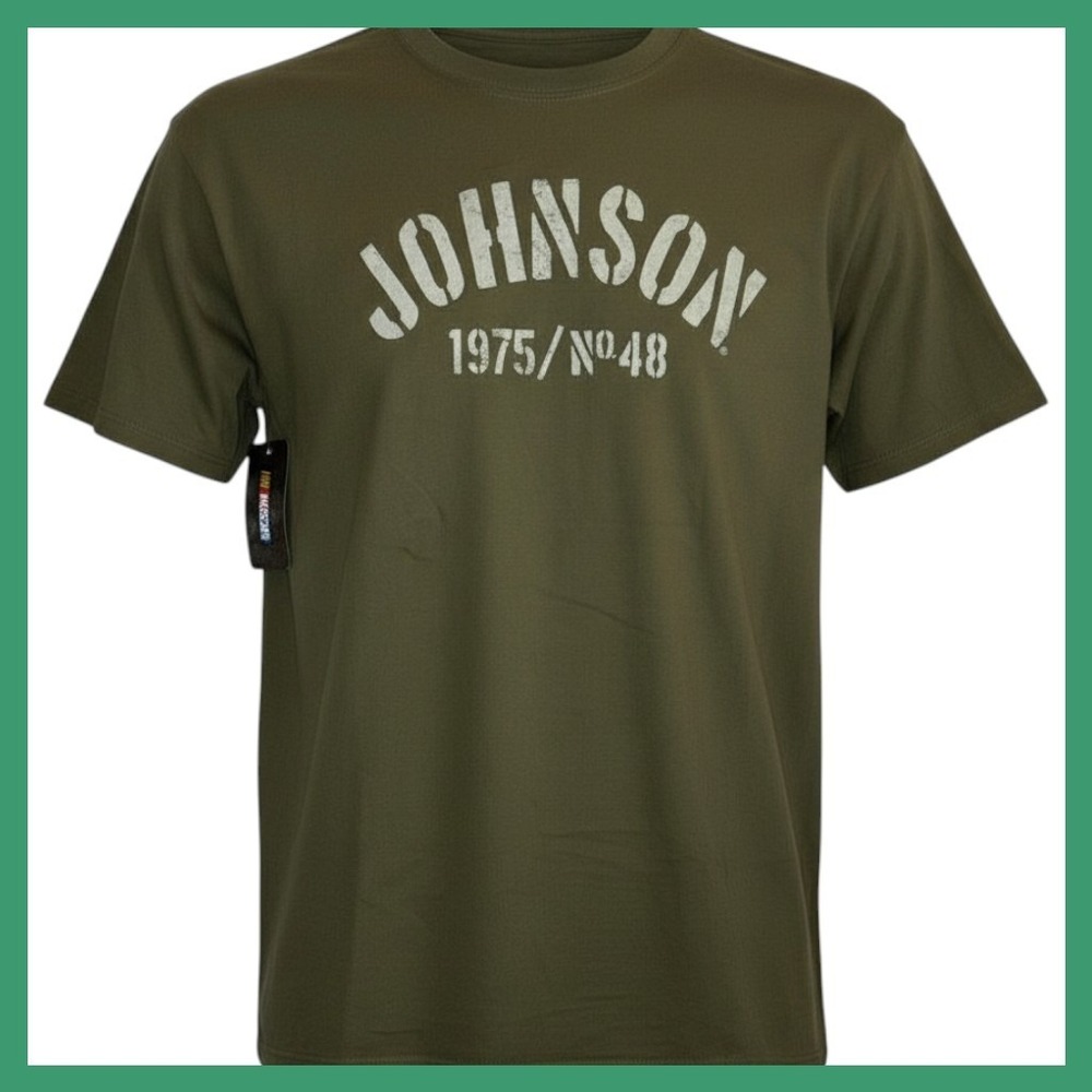 NWT NASCAR Jimmie Johnson 48 Hendrick Motorsports Olive Green T-Shirt Mens Large